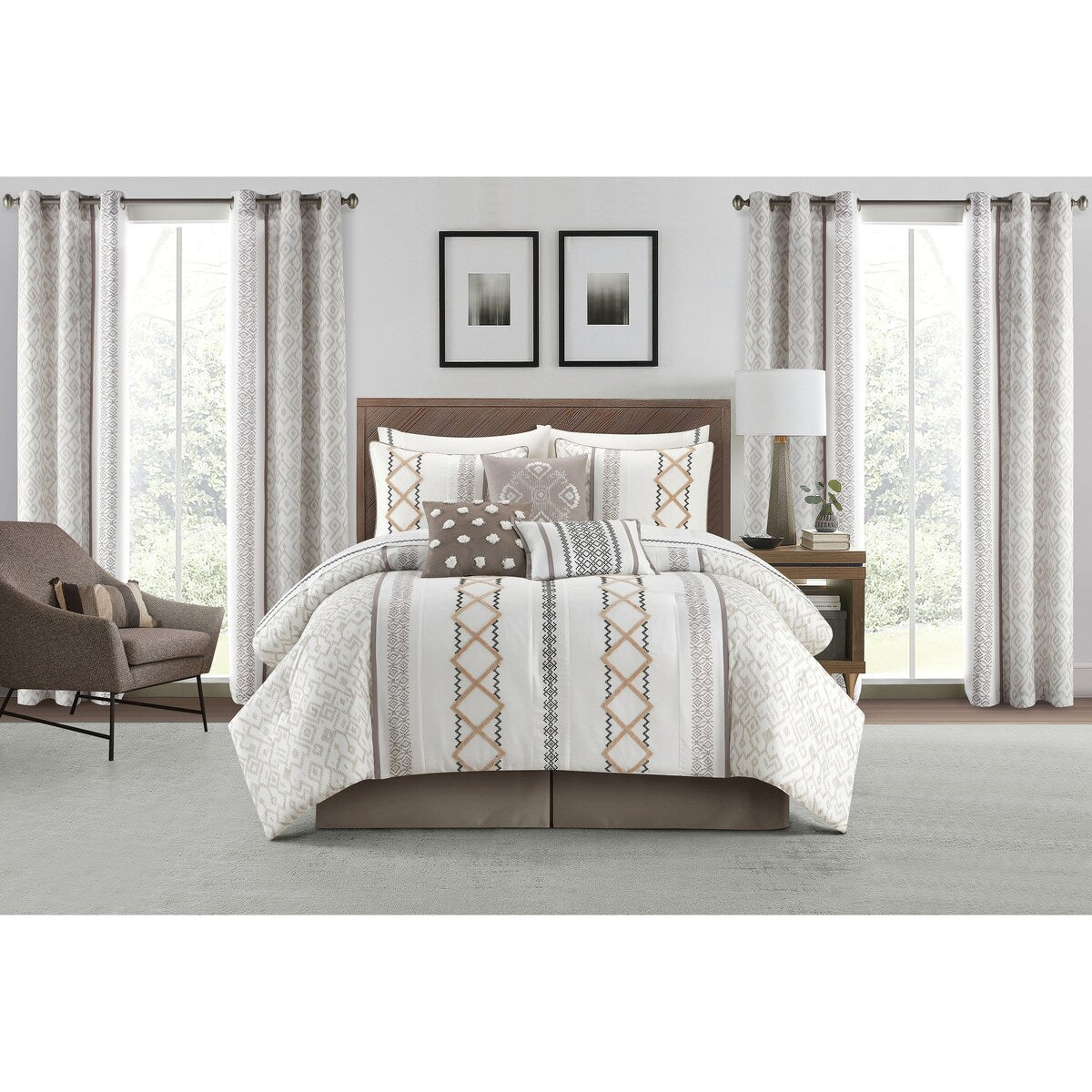 Ensemble de couette brodée bohème Nanshing Trina 15 pièces