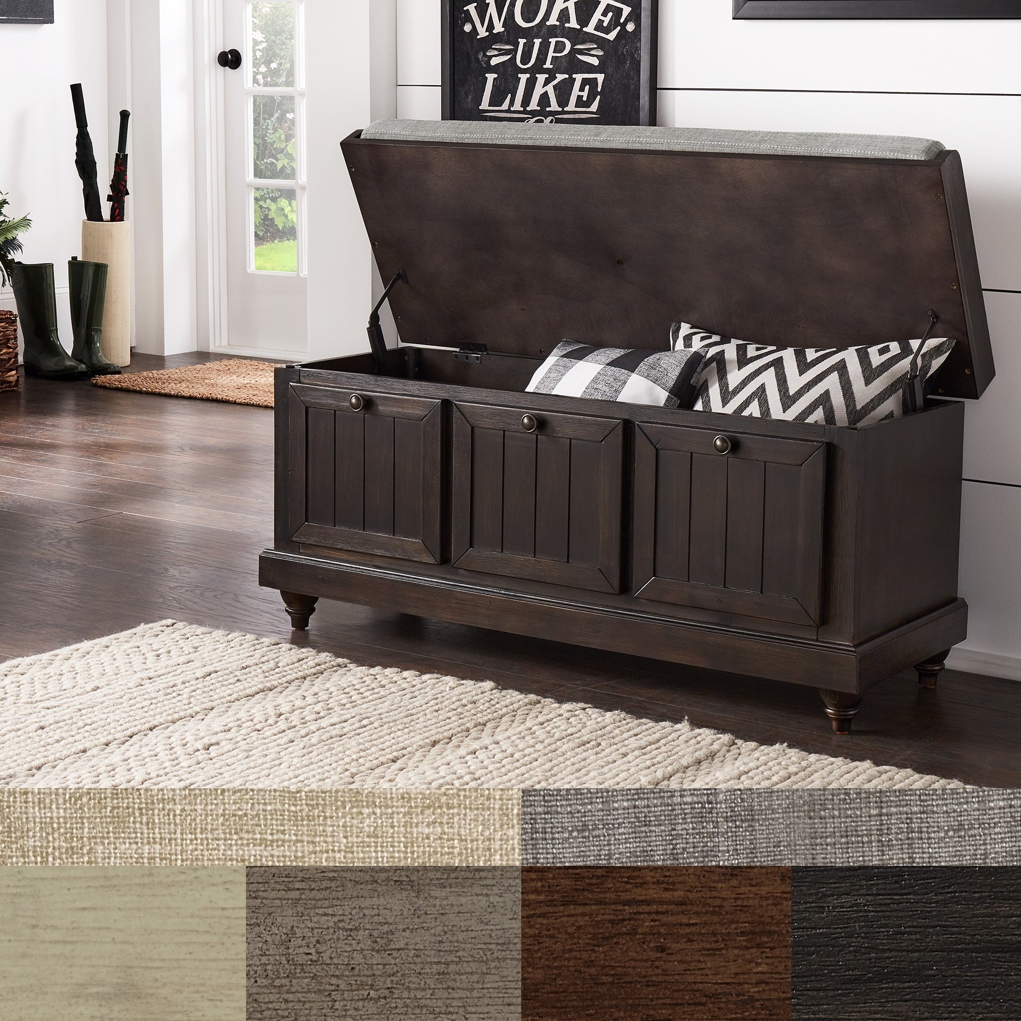 Banc de rangement Granger avec coussin d'assise en lin par iNSPIRE Q Classic