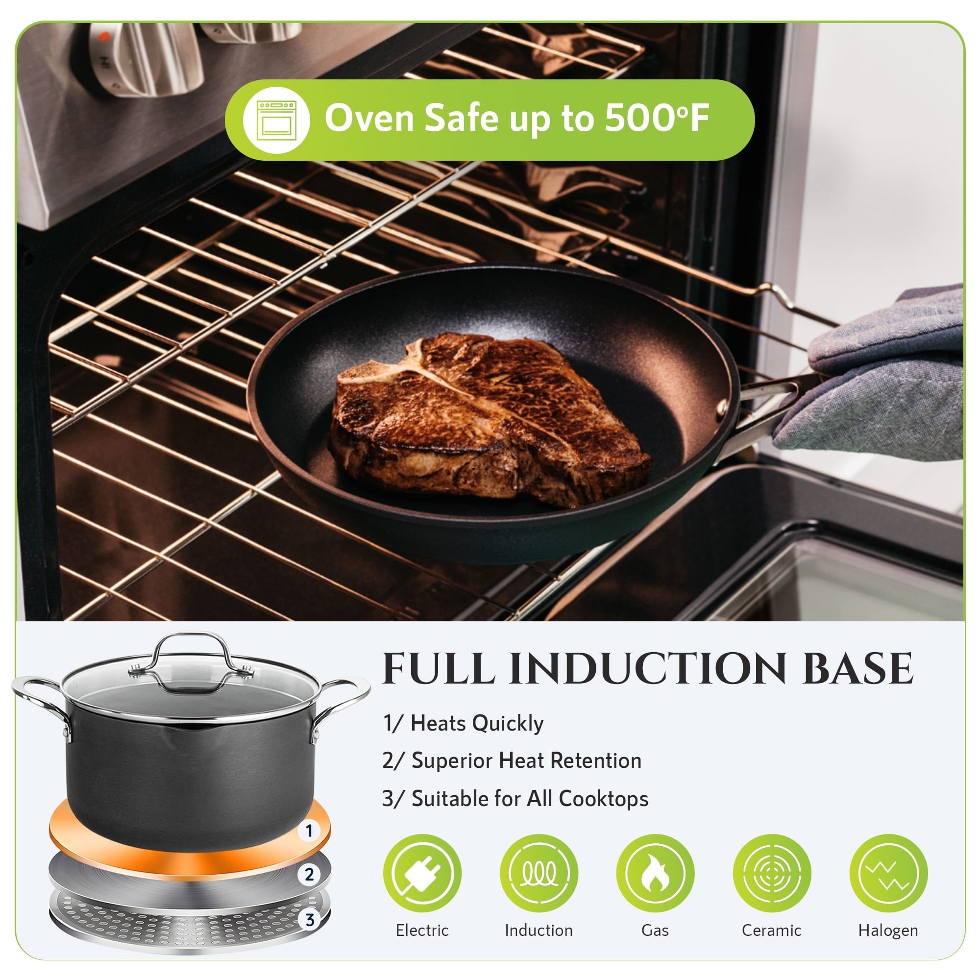 Batterie de cuisine anodisée dure Granitestone Armor Max 14 pièces