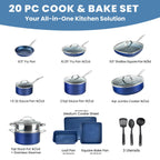 Batterie de cuisine antiadhésive Granitestone Blue 20 pièces