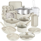 Ensemble de 20 ustensiles de cuisine et de pâtisserie antiadhésifs Granitestone Desert Cream