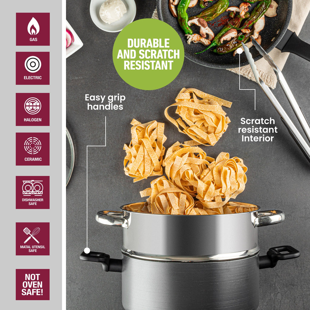 Batterie de cuisine antiadhésive anodisée dure Granitestone Pro Premier 13 pièces