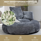 Canapé poire simple gris surdimensionné en chenille de 42,52 pouces avec trois oreillers pour chambre à coucher
