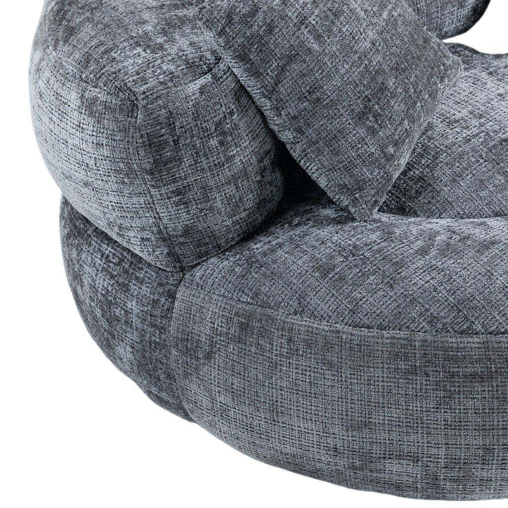 Canapé poire simple gris surdimensionné en chenille de 42,52 pouces avec trois oreillers pour chambre à coucher