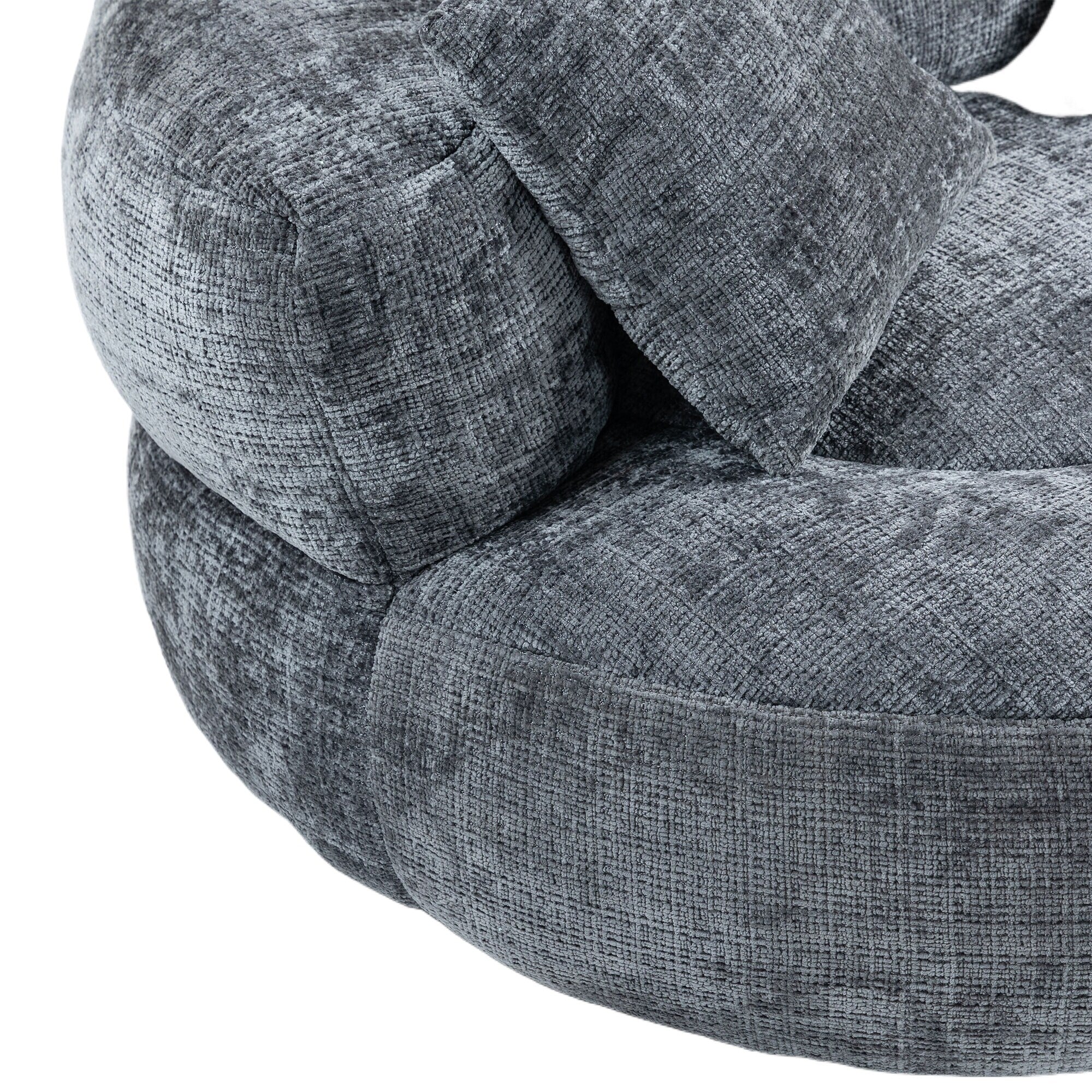 Canapé poire simple gris surdimensionné en chenille de 42,52 pouces avec trois oreillers pour chambre à coucher