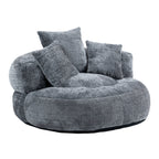 Canapé poire simple gris surdimensionné en chenille de 42,52 pouces avec trois oreillers pour chambre à coucher