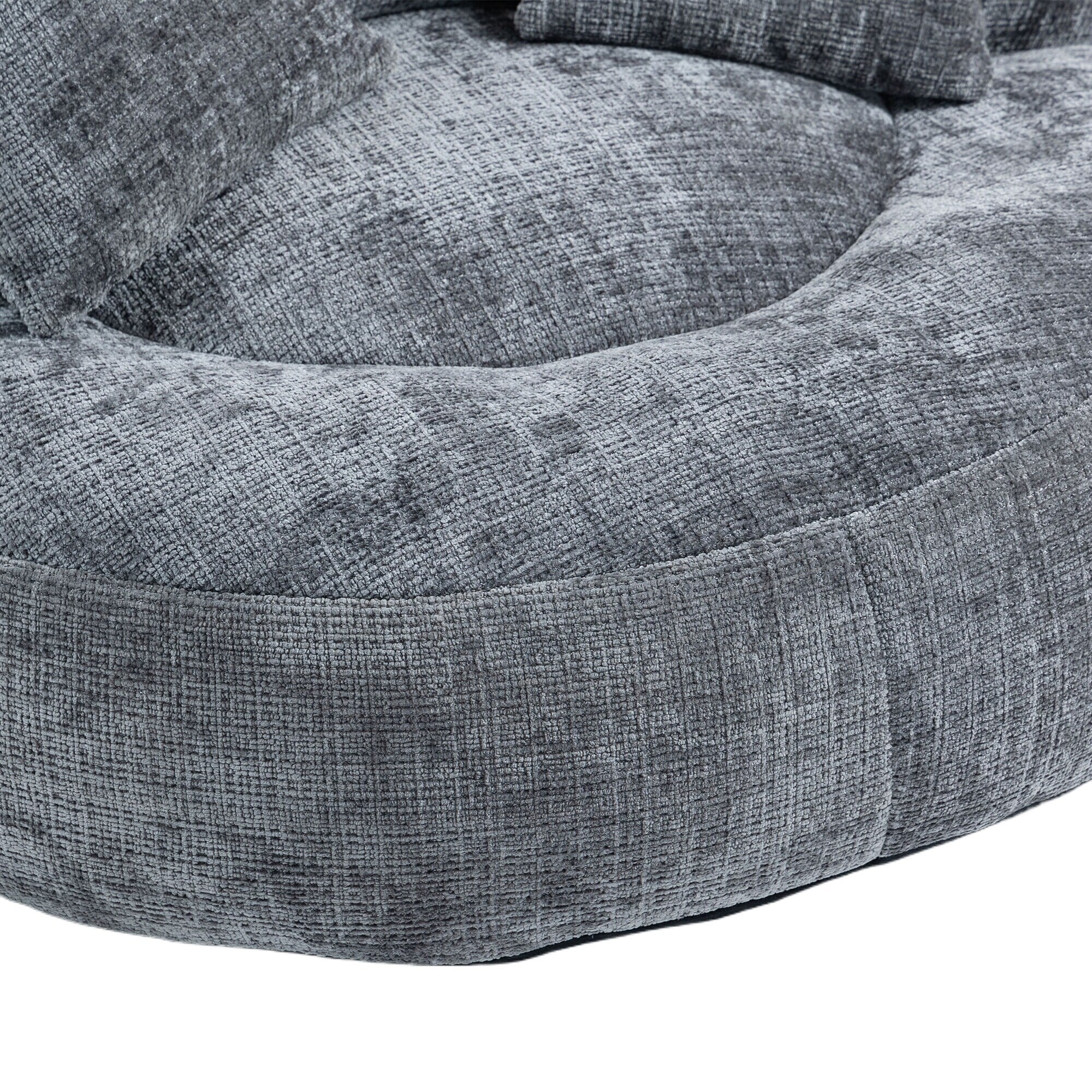 Canapé poire simple gris surdimensionné en chenille de 42,52 pouces avec trois oreillers pour chambre à coucher