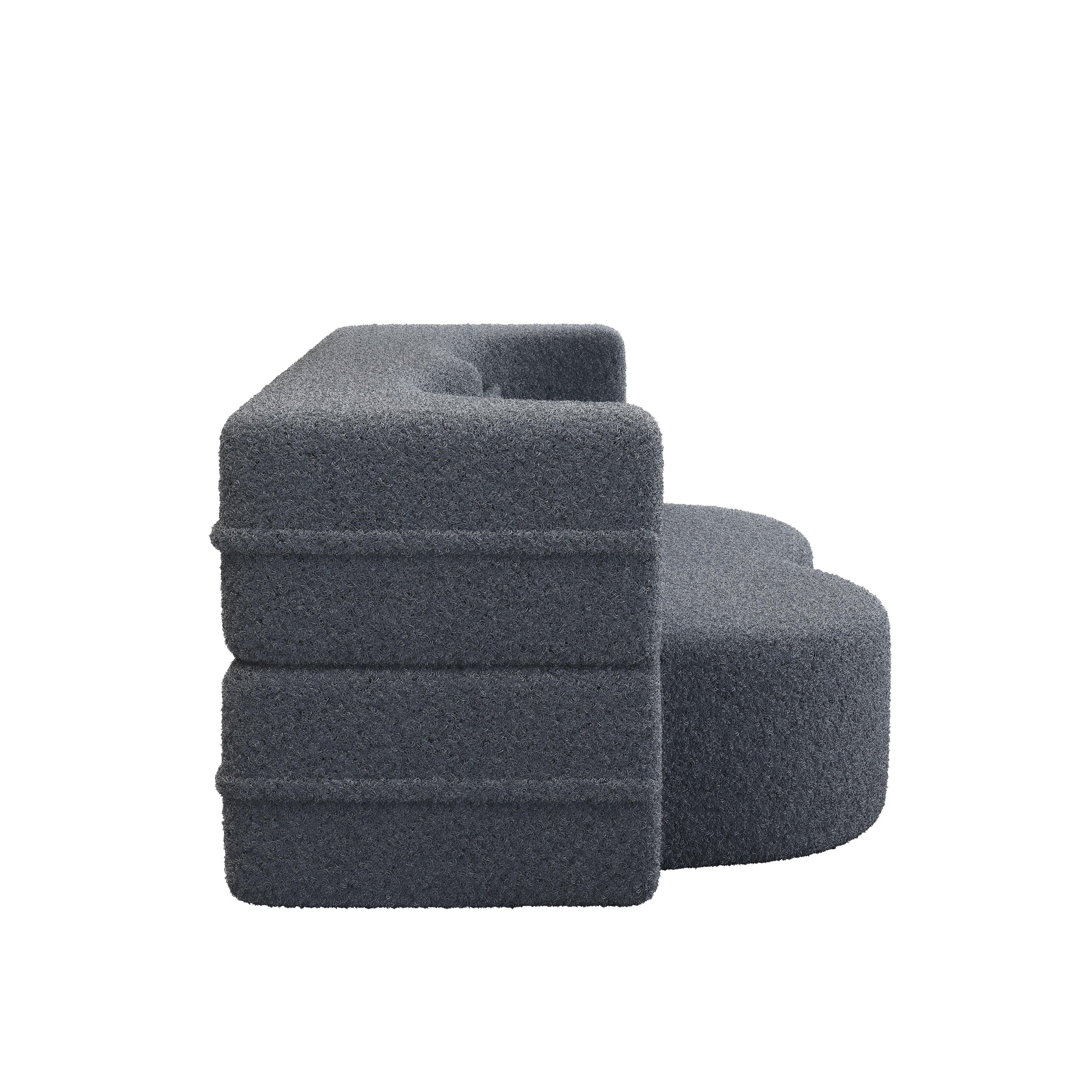 Canapé-lit convertible en tissu Teddy gris 78 pouces, garni de mousse, avec 2 oreillers et matelas pliant pour le salon
