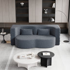 Canapé-lit convertible en tissu Teddy gris 78 pouces, garni de mousse, avec 2 oreillers et matelas pliant pour le salon