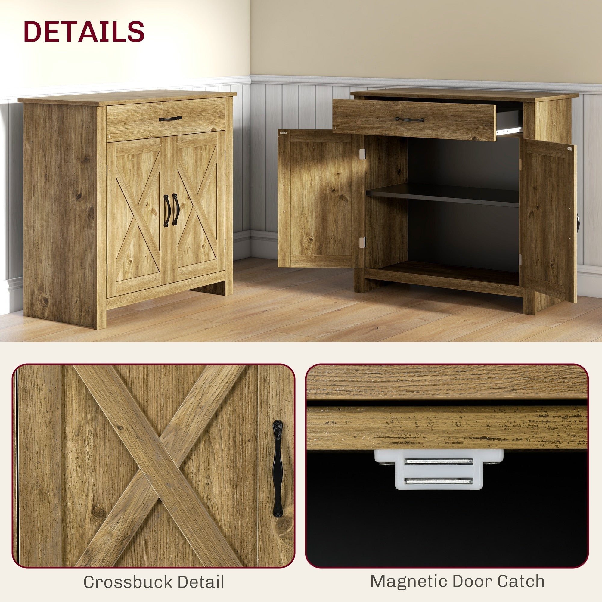 Buffet style grange HOMCOM 32, meuble de rangement buffet, bar à café pour salon ou entrée