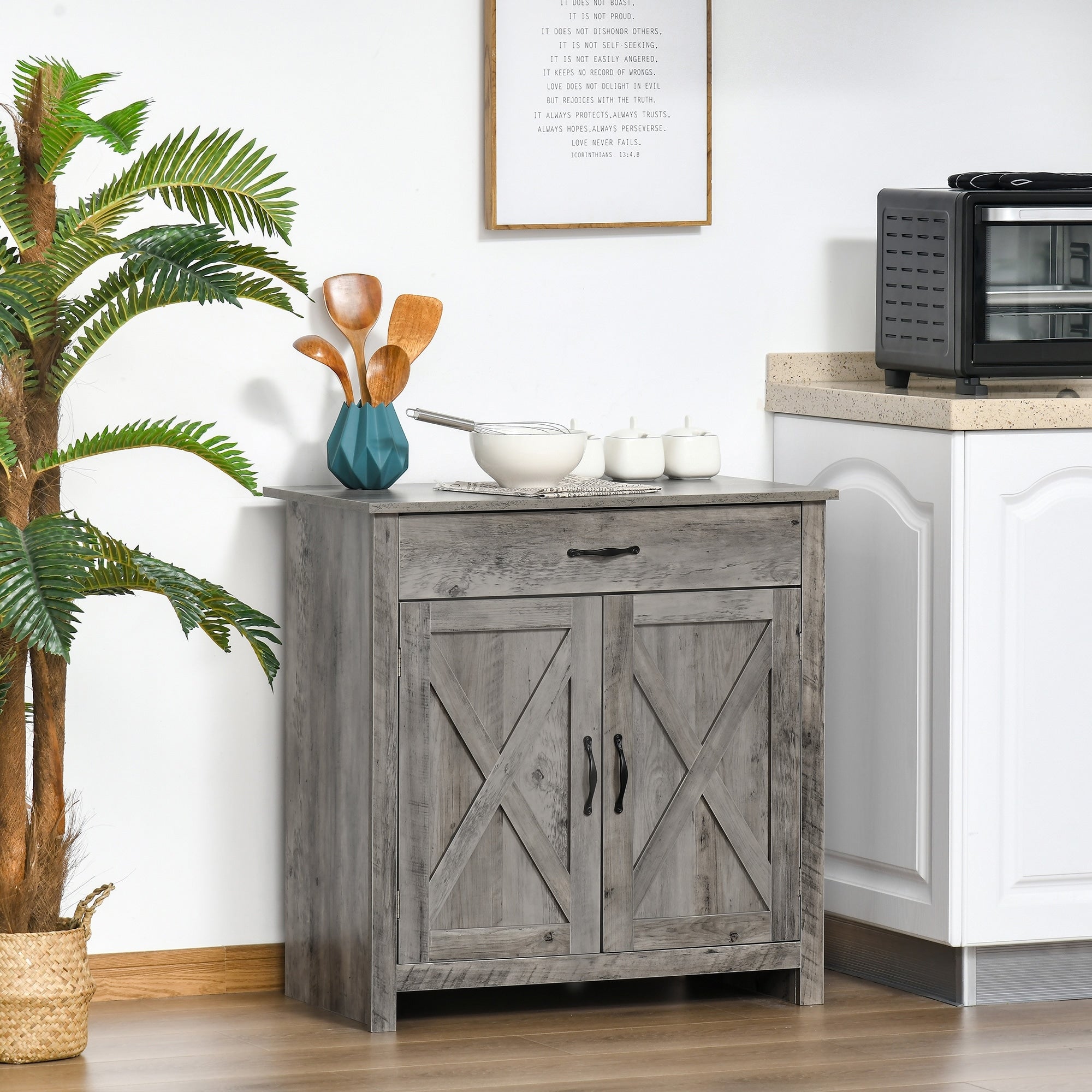 Buffet style grange HOMCOM 32, meuble de rangement buffet, bar à café pour salon ou entrée