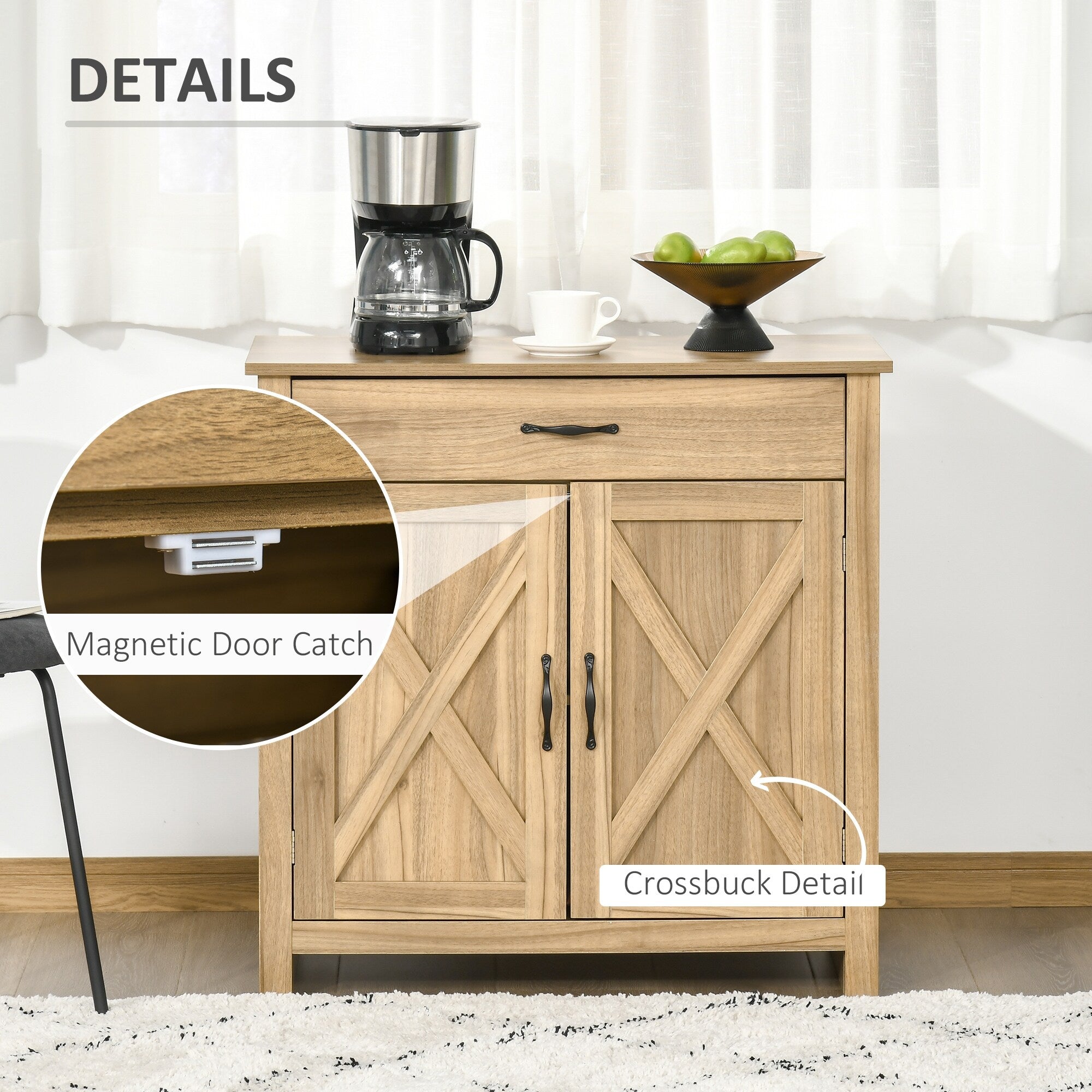Buffet style grange HOMCOM 32, meuble de rangement buffet, bar à café pour salon ou entrée