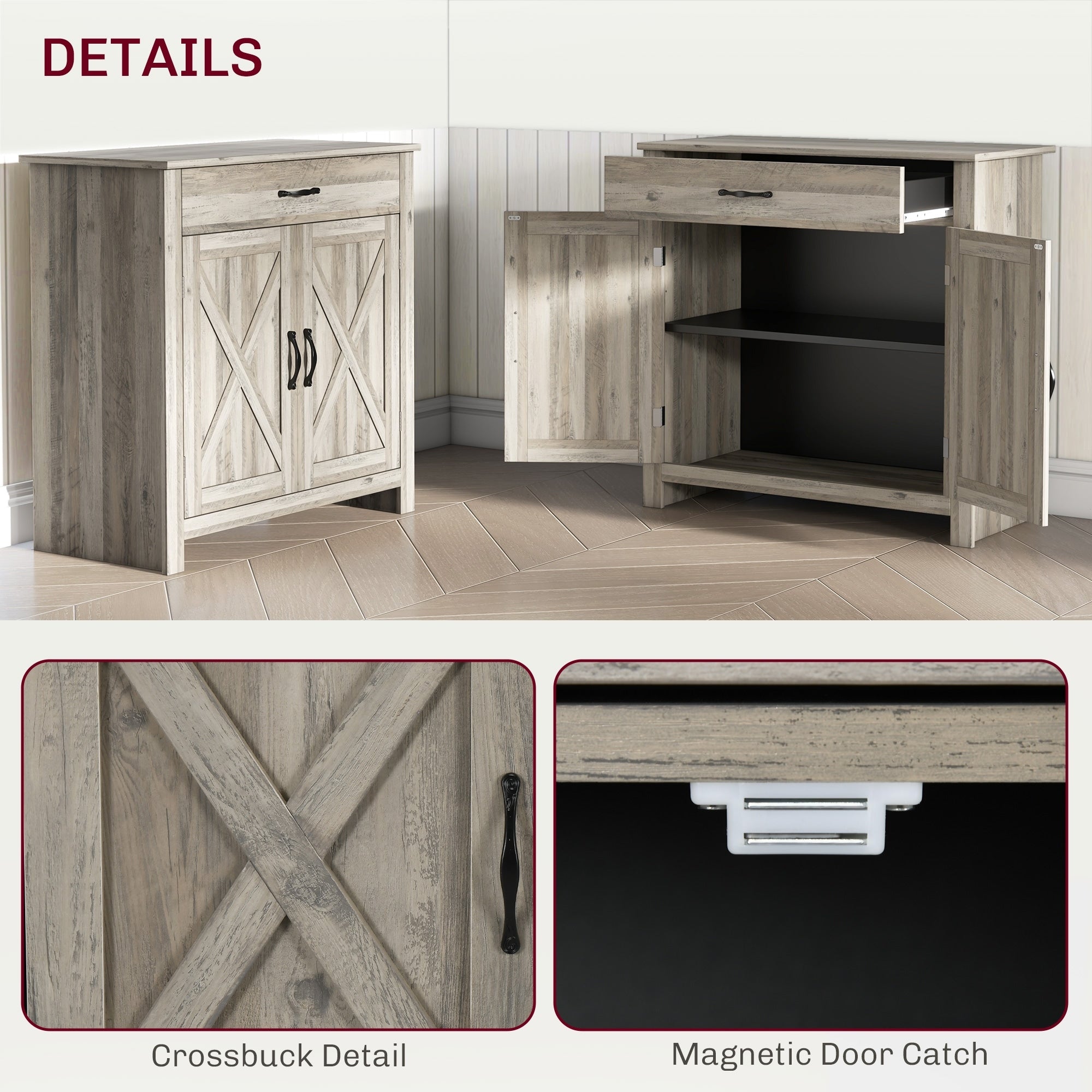 Buffet style grange HOMCOM 32, meuble de rangement buffet, bar à café pour salon ou entrée