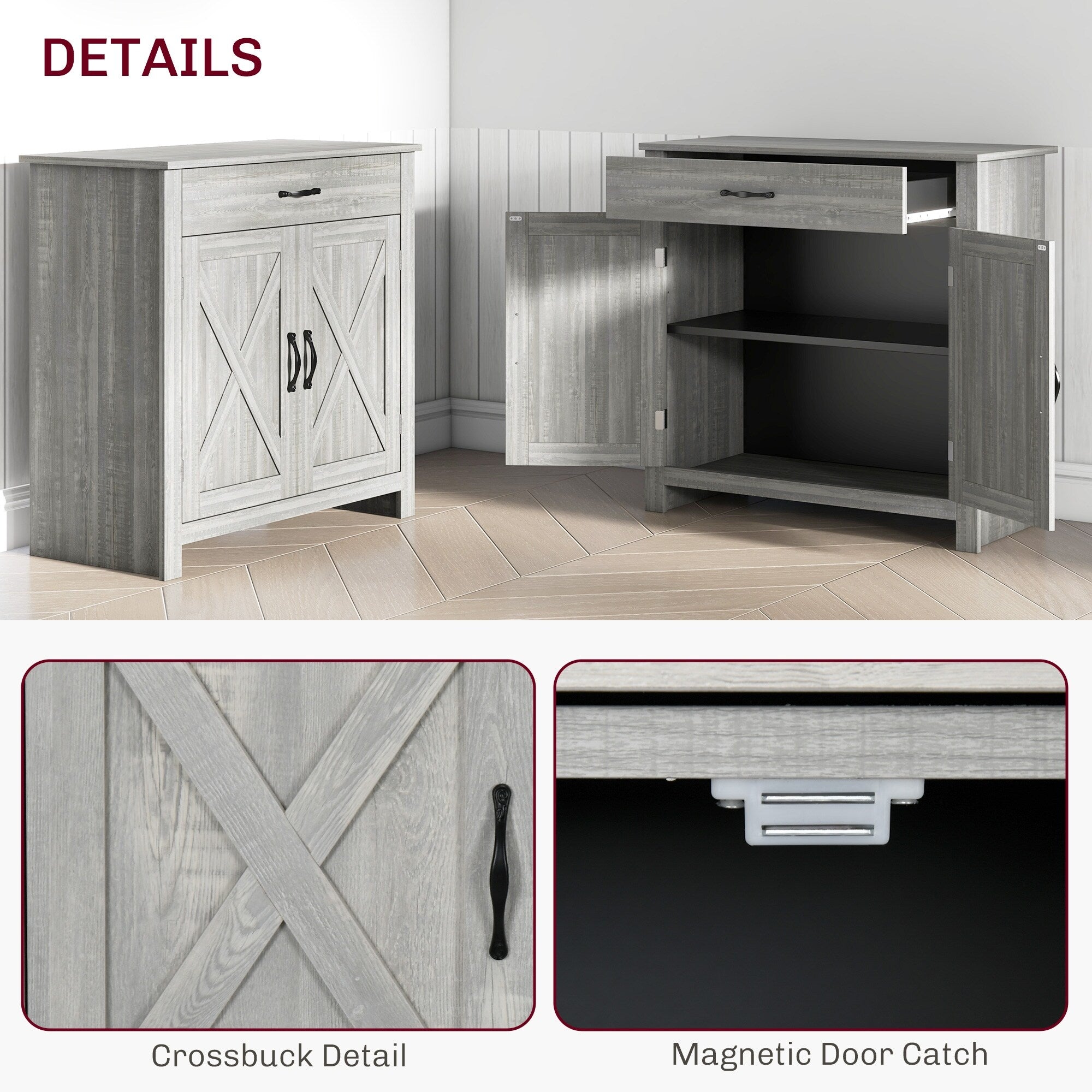 Buffet style grange HOMCOM 32, meuble de rangement buffet, bar à café pour salon ou entrée