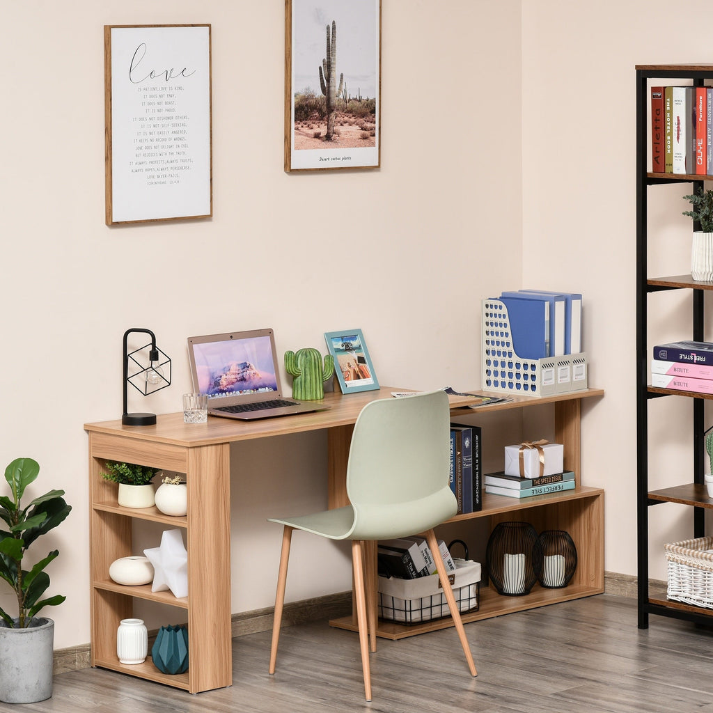 Bureau d'ordinateur rotatif moderne en L HomCom avec étagères