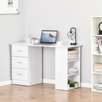Bureau d'ordinateur moderne HOMCOM 47, bibliothèque, table d'écriture, poste de travail avec 3 tiroirs et étagère de rangement - Blanc