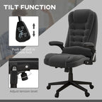 Fauteuil de bureau HOMCOM à 6 points de massage vibrant et chauffant, dossier haut en velours avec dossier inclinable