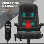 Fauteuil de bureau HOMCOM à 6 points de massage vibrant et chauffant, dossier haut en velours avec dossier inclinable