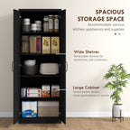 HOMCOM 63 Garde-manger de cuisine 2 portes, meuble de rangement indépendant avec étagères à 5 niveaux et 2 étagères réglables pour salle à manger