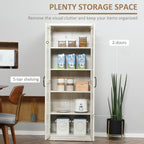 HOMCOM 63 Garde-manger de cuisine 2 portes, meuble de rangement indépendant avec étagères à 5 niveaux et 2 étagères réglables pour salle à manger