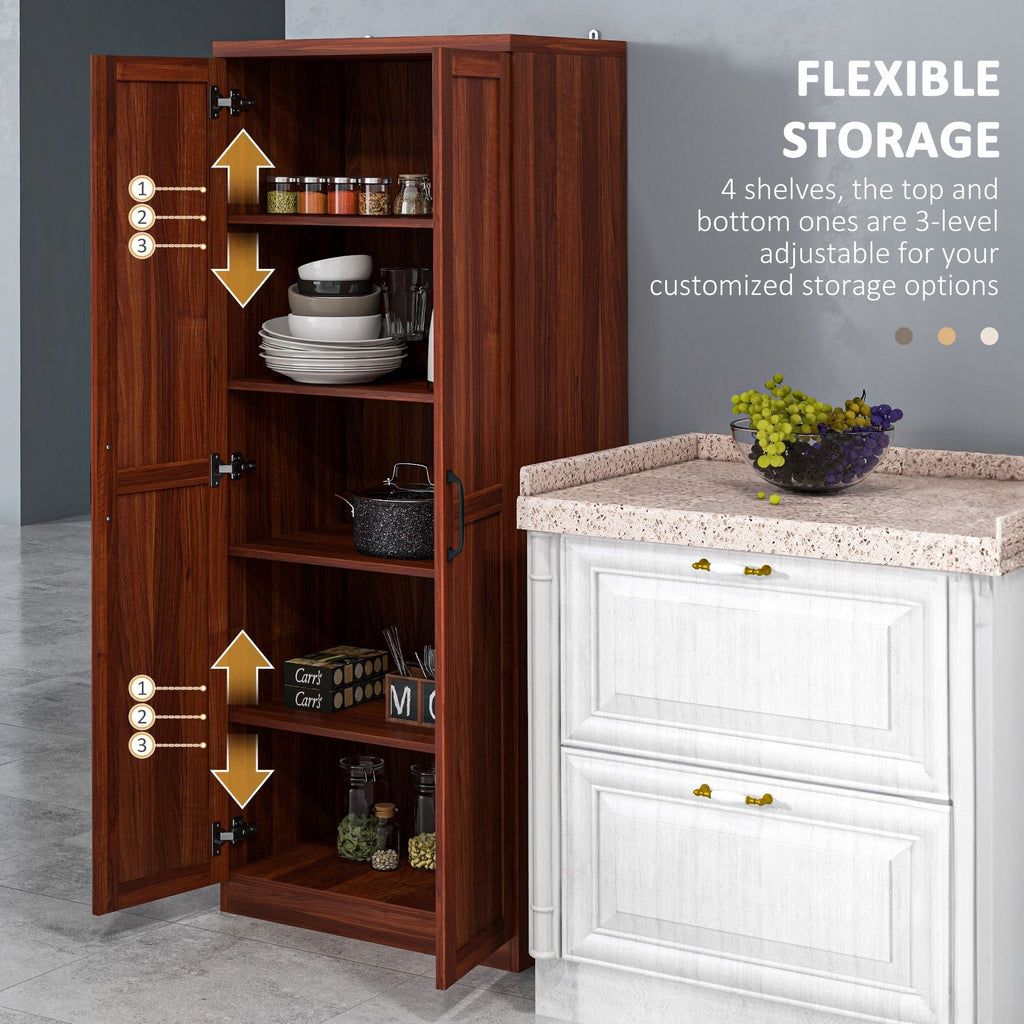HOMCOM 63 Garde-manger de cuisine 2 portes, meuble de rangement indépendant avec étagères à 5 niveaux et 2 étagères réglables pour salle à manger