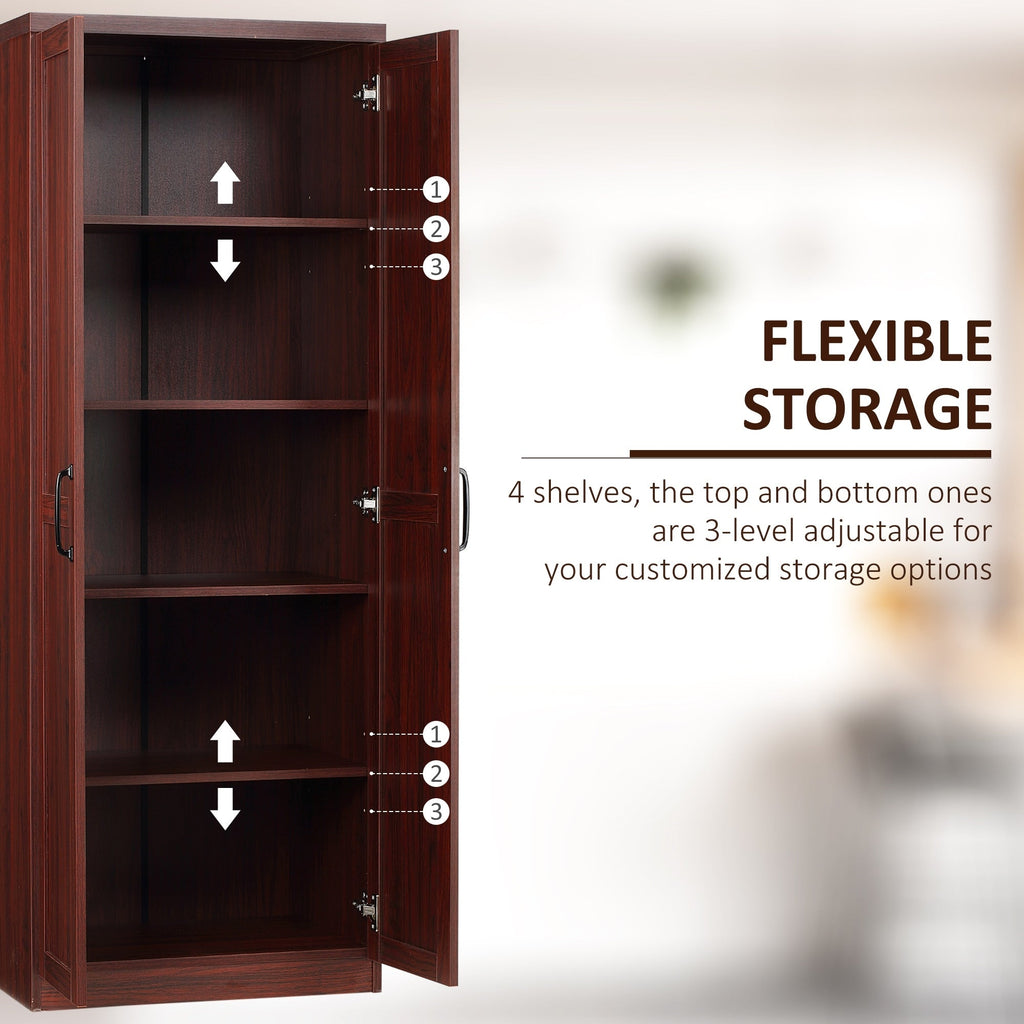HOMCOM 63 Garde-manger de cuisine 2 portes, meuble de rangement indépendant avec étagères à 5 niveaux et 2 étagères réglables pour salle à manger