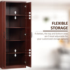HOMCOM 63 Garde-manger de cuisine 2 portes, meuble de rangement indépendant avec étagères à 5 niveaux et 2 étagères réglables pour salle à manger