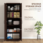 HOMCOM 63 Garde-manger de cuisine 2 portes, meuble de rangement indépendant avec étagères à 5 niveaux et 2 étagères réglables pour salle à manger