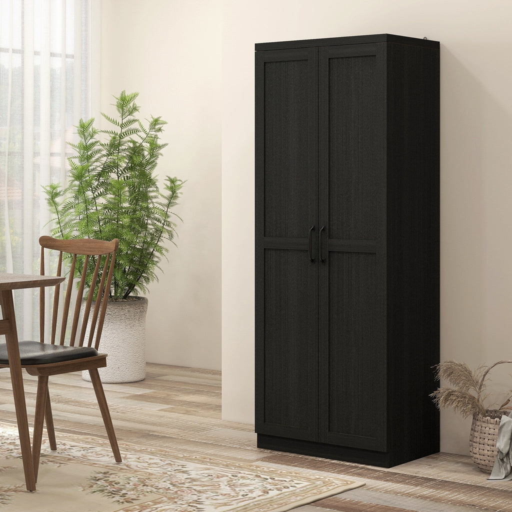 HOMCOM 63 Garde-manger de cuisine 2 portes, meuble de rangement indépendant avec étagères à 5 niveaux et 2 étagères réglables pour salle à manger