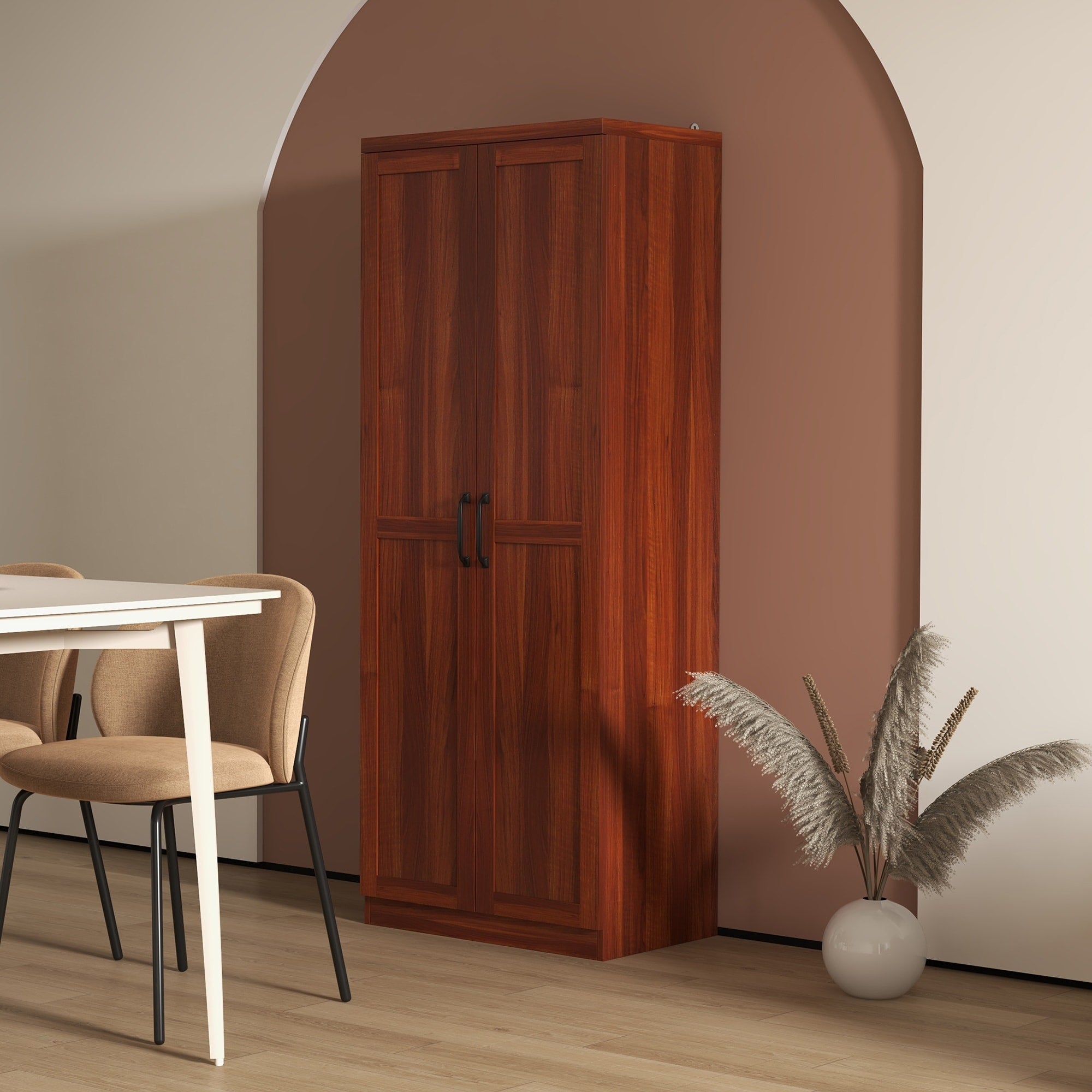 HOMCOM 63 Garde-manger de cuisine 2 portes, meuble de rangement indépendant avec étagères à 5 niveaux et 2 étagères réglables pour salle à manger