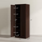 HOMCOM 63 Garde-manger de cuisine 2 portes, meuble de rangement indépendant avec étagères à 5 niveaux et 2 étagères réglables pour salle à manger