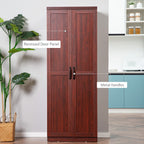 HOMCOM 63 Garde-manger de cuisine 2 portes, meuble de rangement indépendant avec étagères à 5 niveaux et 2 étagères réglables pour salle à manger