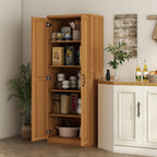 HOMCOM 63 Garde-manger de cuisine 2 portes, meuble de rangement indépendant avec étagères à 5 niveaux et 2 étagères réglables pour salle à manger
