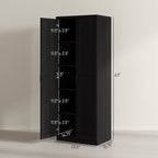 HOMCOM 63 Garde-manger de cuisine 2 portes, meuble de rangement indépendant avec étagères à 5 niveaux et 2 étagères réglables pour salle à manger