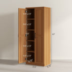 HOMCOM 63 Garde-manger de cuisine 2 portes, meuble de rangement indépendant avec étagères à 5 niveaux et 2 étagères réglables pour salle à manger