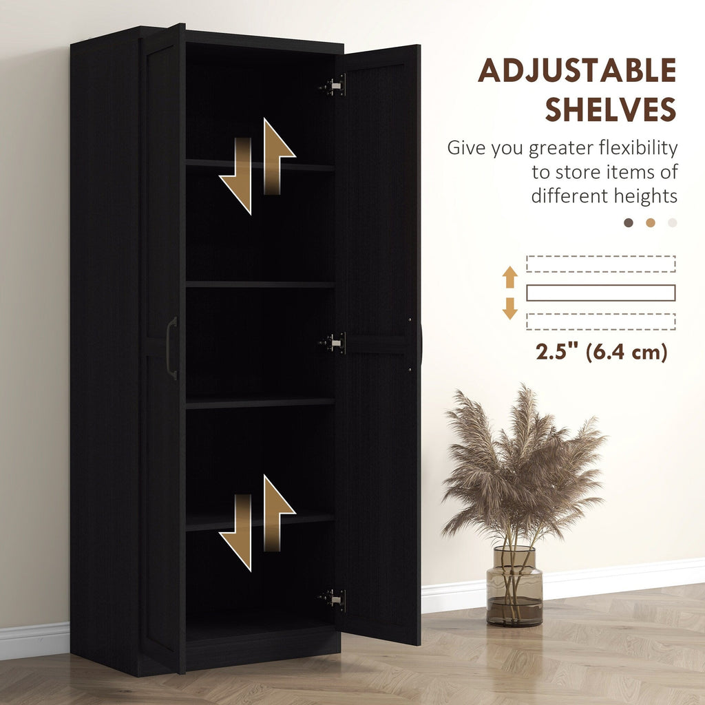 HOMCOM 63 Garde-manger de cuisine 2 portes, meuble de rangement indépendant avec étagères à 5 niveaux et 2 étagères réglables pour salle à manger