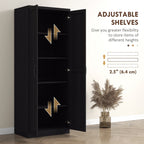 HOMCOM 63 Garde-manger de cuisine 2 portes, meuble de rangement indépendant avec étagères à 5 niveaux et 2 étagères réglables pour salle à manger