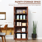 HOMCOM 63 Garde-manger de cuisine 2 portes, meuble de rangement indépendant avec étagères à 5 niveaux et 2 étagères réglables pour salle à manger
