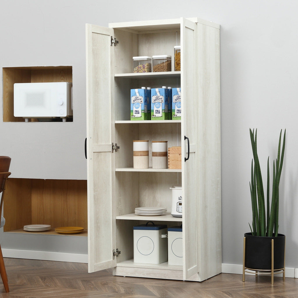 HOMCOM 63 Garde-manger de cuisine 2 portes, meuble de rangement indépendant avec étagères à 5 niveaux et 2 étagères réglables pour salle à manger
