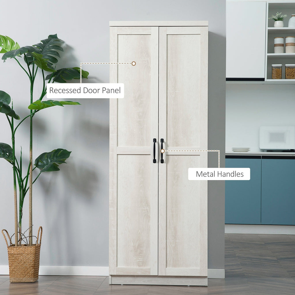 HOMCOM 63 Garde-manger de cuisine 2 portes, meuble de rangement indépendant avec étagères à 5 niveaux et 2 étagères réglables pour salle à manger