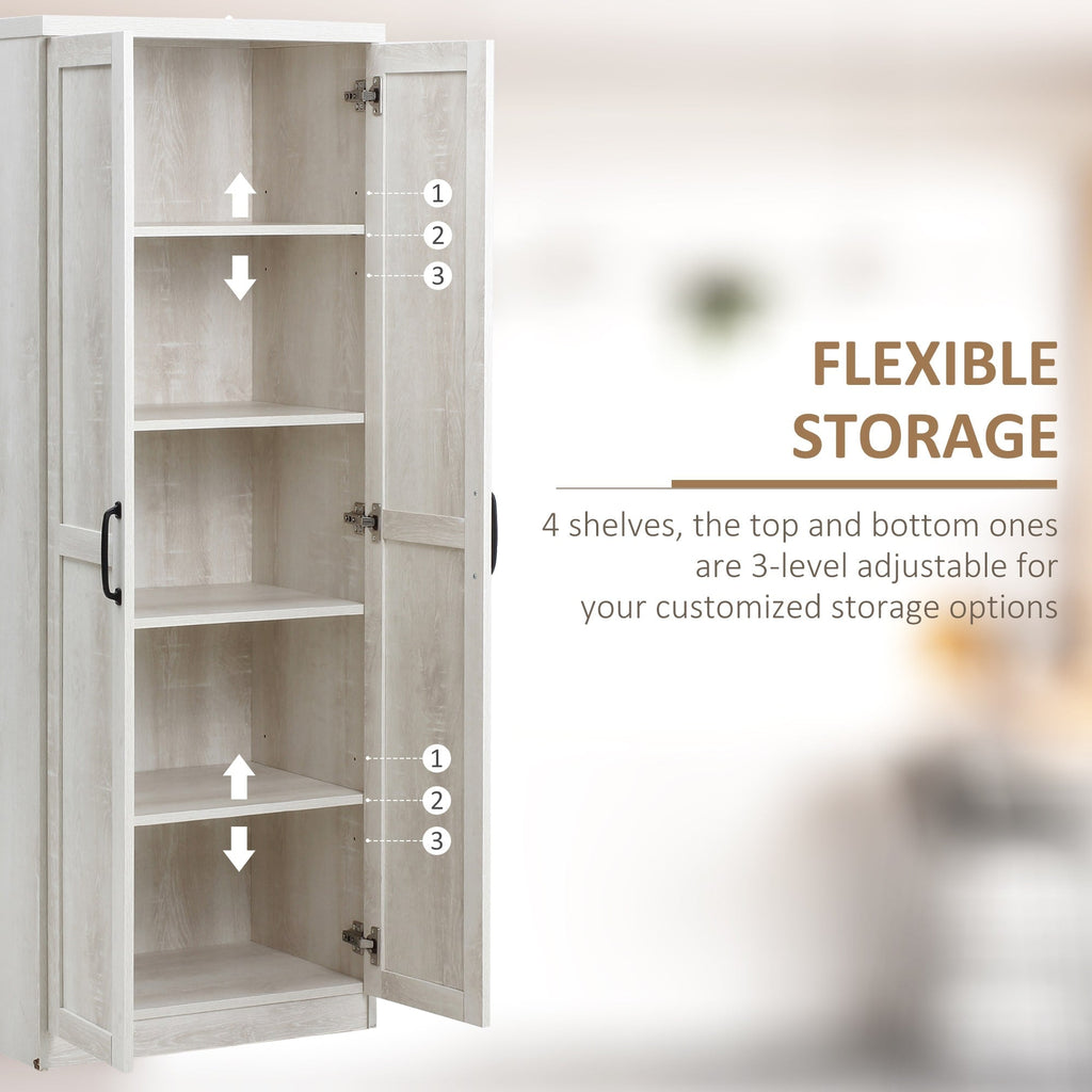 HOMCOM 63 Garde-manger de cuisine 2 portes, meuble de rangement indépendant avec étagères à 5 niveaux et 2 étagères réglables pour salle à manger