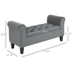 Banc ottoman de rangement capitonné HOMCOM, banc de lit rembourré avec accoudoirs roulés pour chambre, salon ou couloir