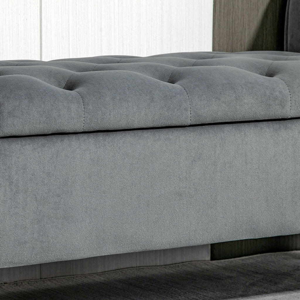 Banc ottoman de rangement capitonné HOMCOM, banc de lit rembourré avec accoudoirs roulés pour chambre, salon ou couloir