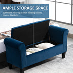 Banc ottoman de rangement capitonné HOMCOM, banc de lit rembourré avec accoudoirs roulés pour chambre, salon ou couloir