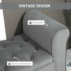 Banc ottoman de rangement capitonné HOMCOM, banc de lit rembourré avec accoudoirs roulés pour chambre, salon ou couloir