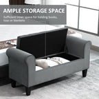 Banc ottoman de rangement capitonné HOMCOM, banc de lit rembourré avec accoudoirs roulés pour chambre, salon ou couloir