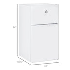 Mini-réfrigérateur HOMCOM à deux portes avec congélateur, réfrigérateur compact de 3,2 pi³ avec étagère réglable, thermostat réglable