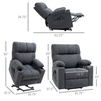 Fauteuil releveur électrique HOMCOM pour personnes âgées, fauteuil inclinable de salon surdimensionné avec télécommande