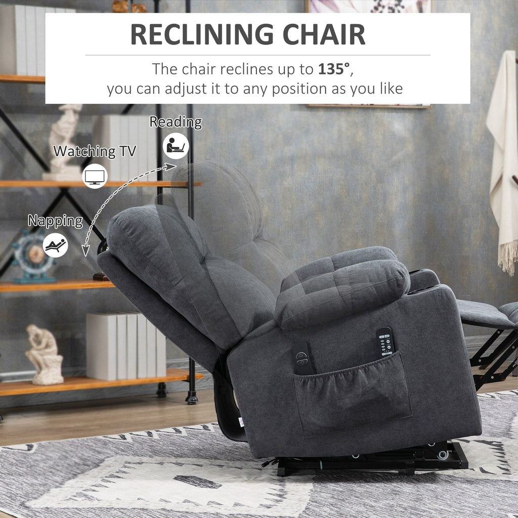 Fauteuil releveur électrique HOMCOM pour personnes âgées, fauteuil inclinable de salon surdimensionné avec télécommande