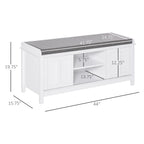 Banc à chaussures d'entrée HOMCOM avec rangement ottoman et étagères réglables, 6 compartiments et assise rembourrée, blanc/gris